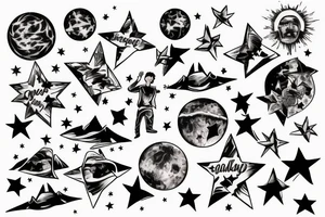 Man standing on top of world reaching for stars tattoo idea