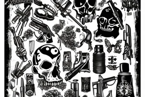 Totenkopf mit Waffe tattoo idea