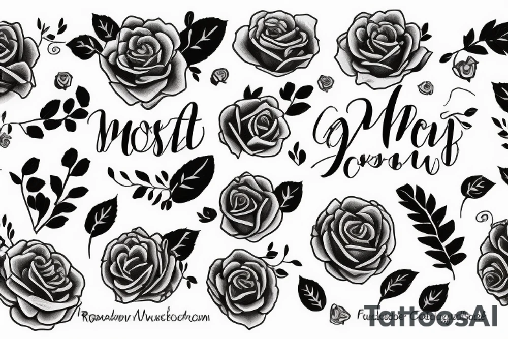 Name mit Rose tattoo idea