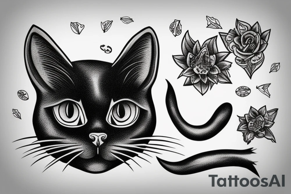 Black cat tattoo idea