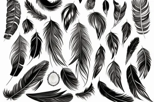 feathers tied with leather and gemstones tattoo idea