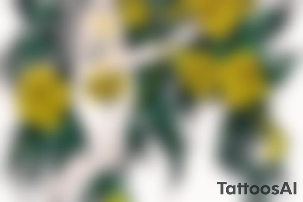 Guardian angel with yellow roses initial JAG tattoo idea