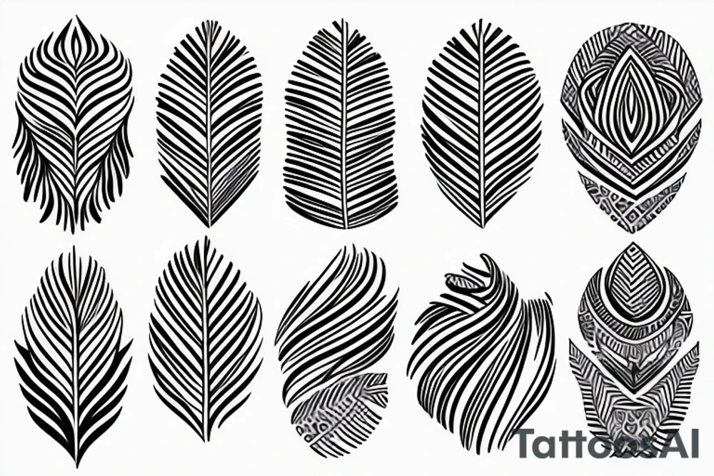 Geometric feathers tattoo idea