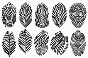 Geometric feathers tattoo idea
