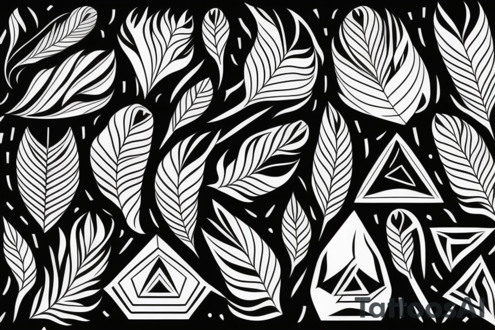 Geometric feathers tattoo idea
