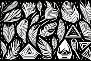 Geometric feathers tattoo idea