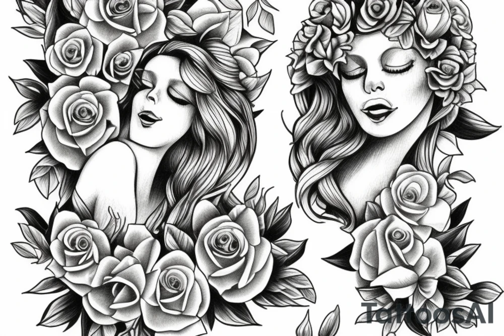 Guardian angel with yellow roses tattoo idea