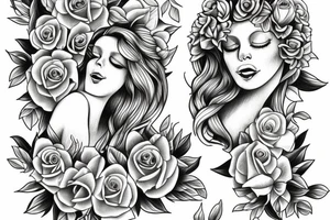 Guardian angel with yellow roses tattoo idea