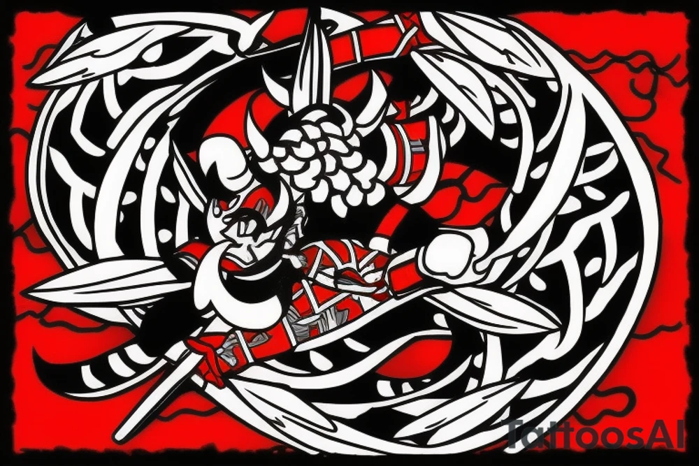 Should be bee as warrior in black and red colours , maybe with some blood in traditional Japanese style tattoo idea