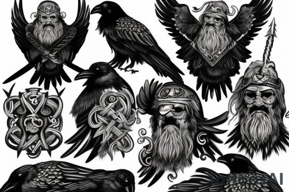 odin and his ravens for a chest piece tattoo idea