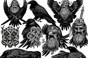 odin and his ravens for a chest piece tattoo idea