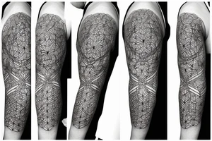 Mandela half sleeve, dotwork, flower of life and other geometric shapes as filler tattoo idea