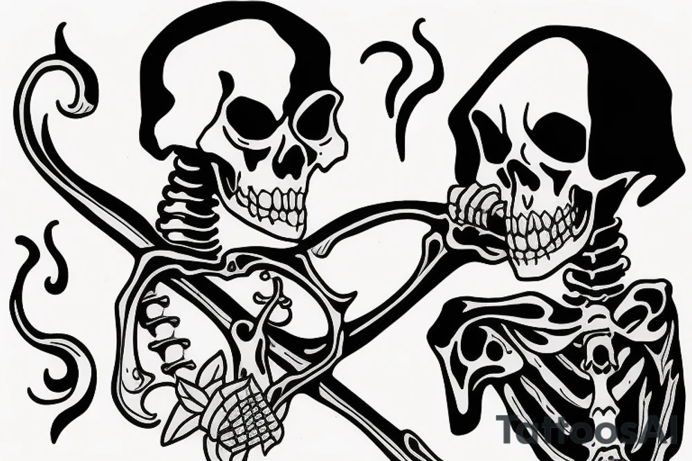 Grim reaper with skeleton dog in graveyard tattoo idea
