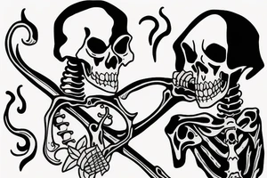Grim reaper with skeleton dog in graveyard tattoo idea