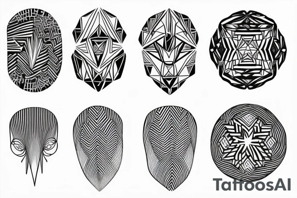geometric lines down spine tattoo idea