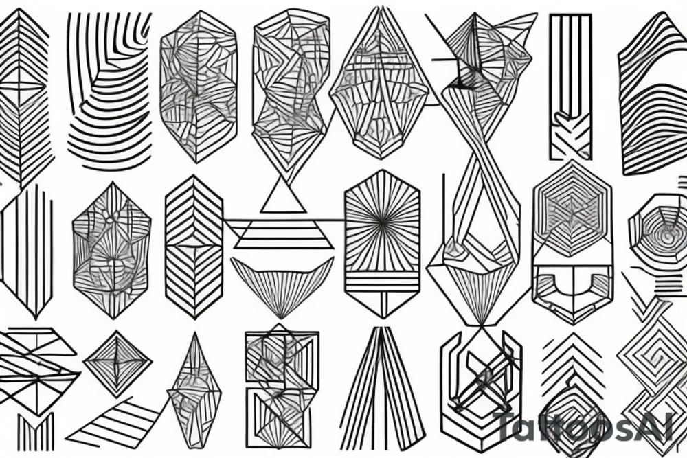 geometric lines down spine tattoo idea