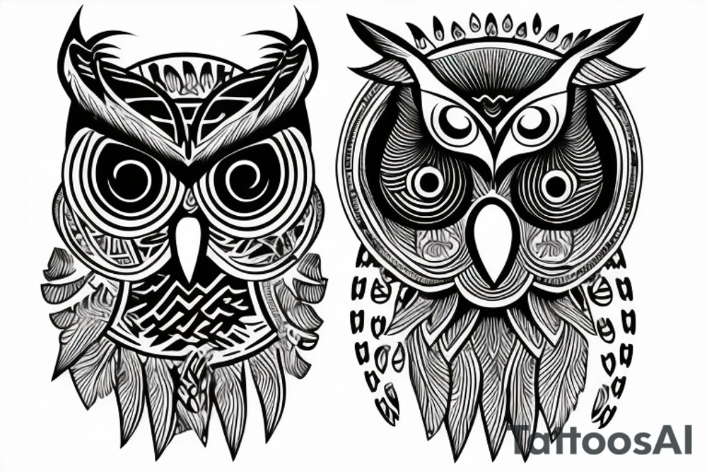 Owl with yellow eyes tattoo idea