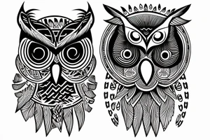 Owl with yellow eyes tattoo idea
