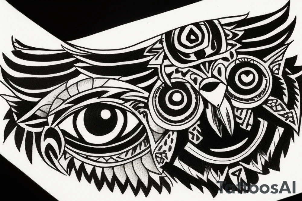Owl with yellow eyes tattoo idea