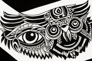 Owl with yellow eyes tattoo idea