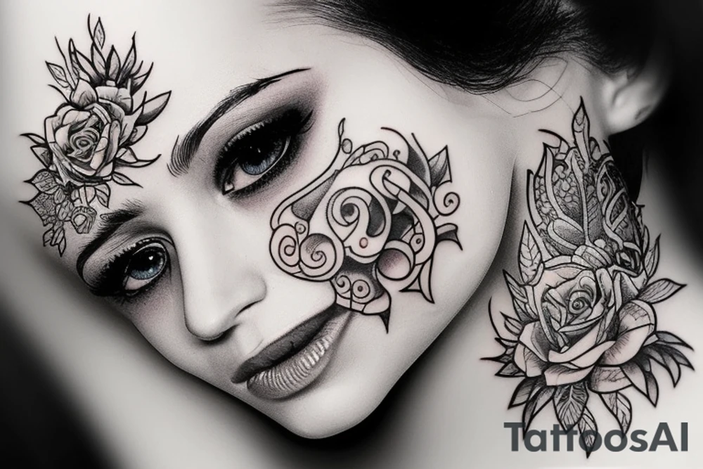 beautiful face tattoo idea