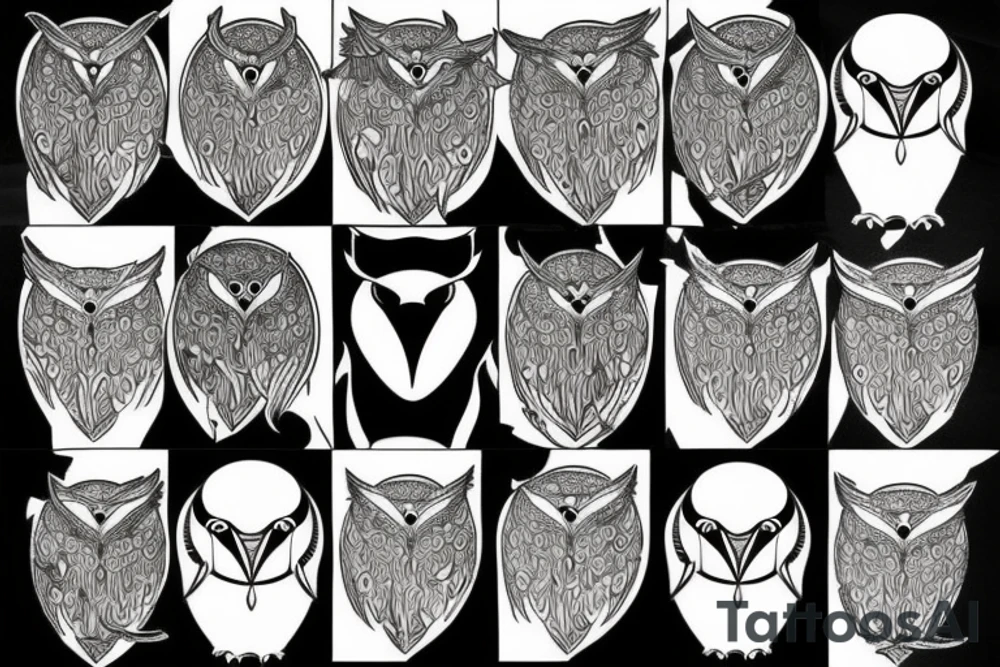Owl with yellow eyes tattoo idea