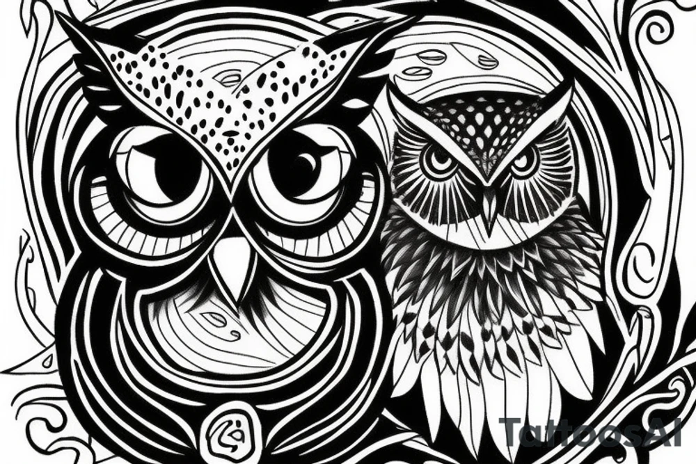 Owl with yellow eyes tattoo idea