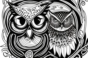 Owl with yellow eyes tattoo idea