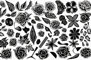 line and flower spine tattoo idea
