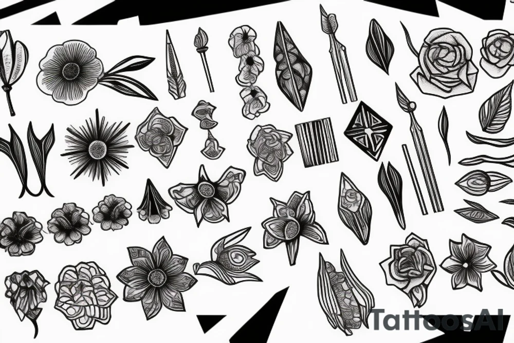 line and flower spine tattoo idea