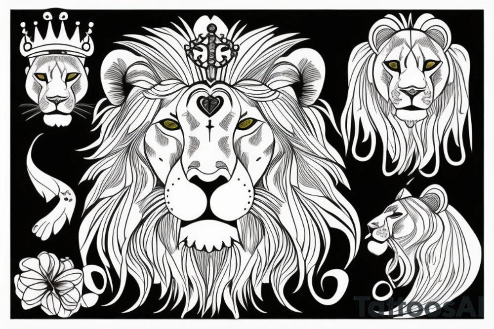 Lioness with crown tattoo idea