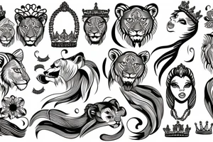 Lioness with crown tattoo idea