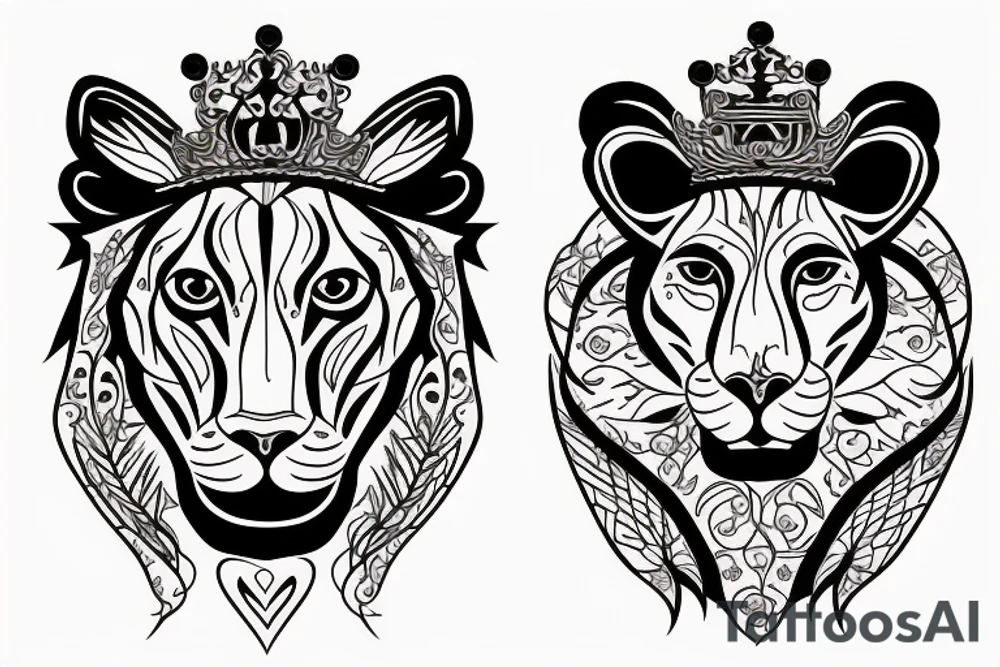 Lioness with crown tattoo idea