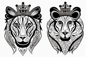 Lioness with crown tattoo idea