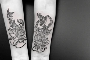 Snake and flowers tattoo idea