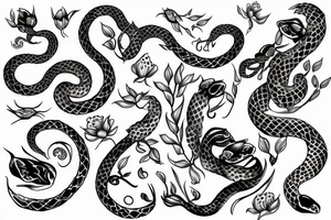 Snake and flowers tattoo idea
