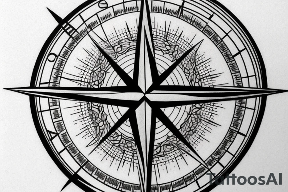 compass and wind rose on the forearm. tattoo idea