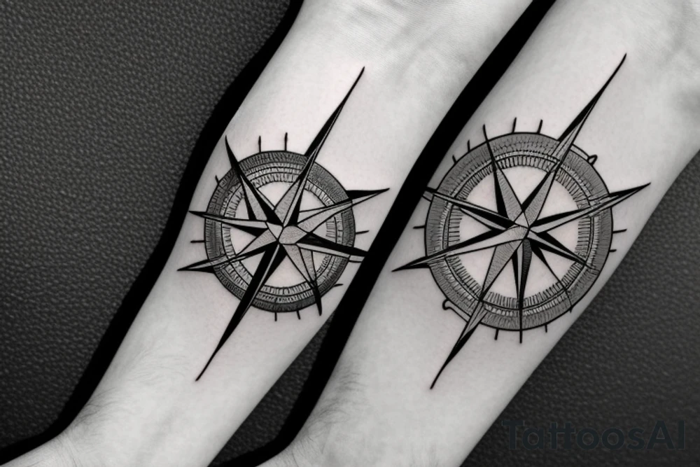 compass and wind rose on the forearm. tattoo idea