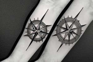 compass and wind rose on the forearm. tattoo idea