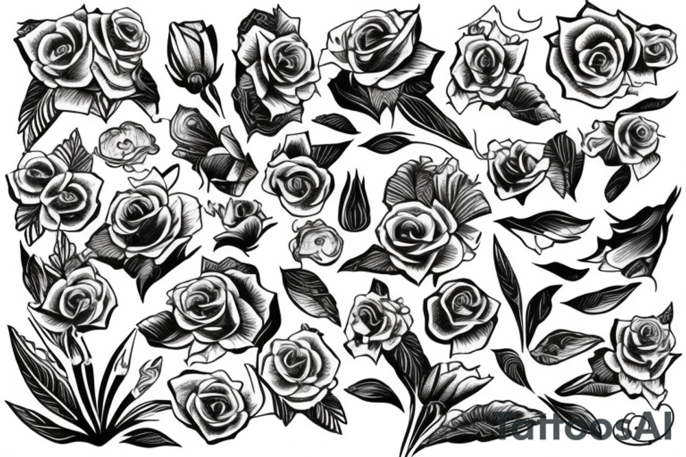bullet flying with flowers trailing tattoo idea