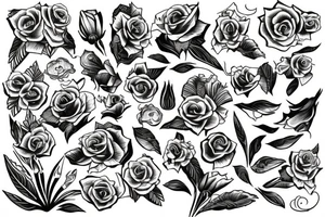 bullet flying with flowers trailing tattoo idea