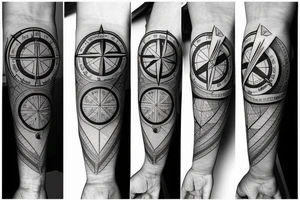 half sleeves with a big compass and wind rose around the forearm. tattoo idea