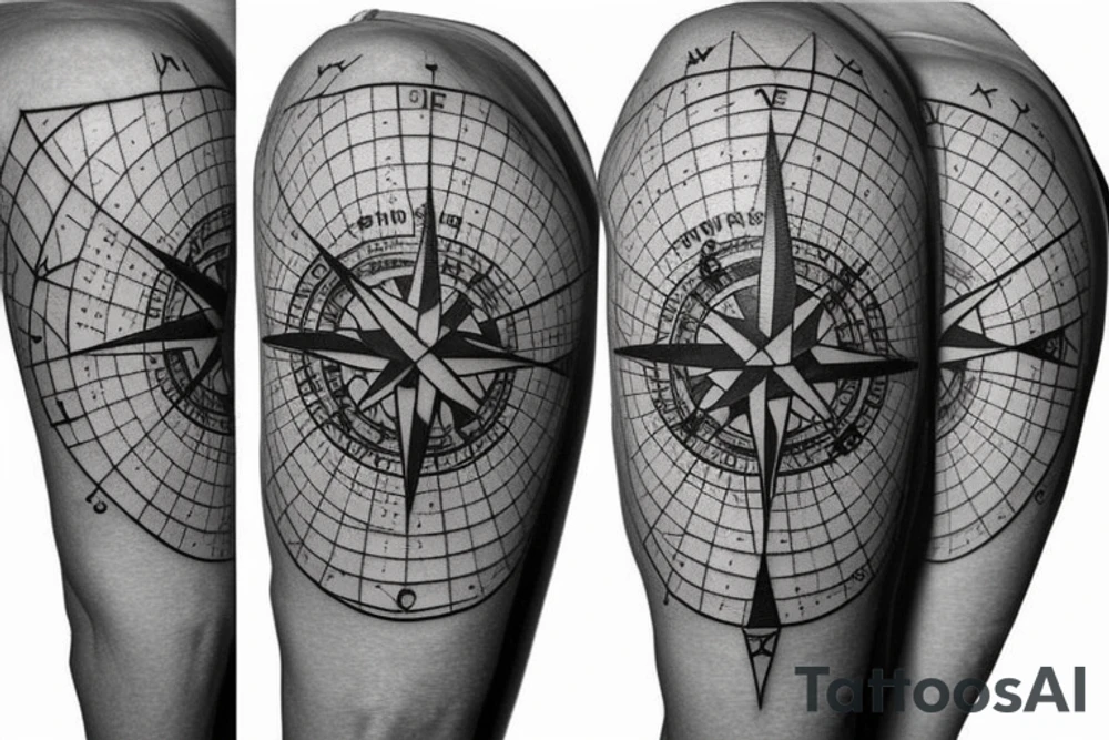 half sleeves with a big compass and wind rose around the forearm. tattoo idea half sleeves with a big compass and wind rose around the forearm. tattoo idea