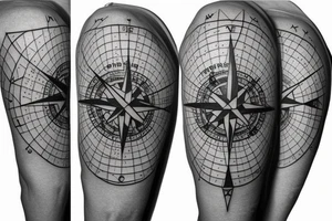 half sleeves with a big compass and wind rose around the forearm. tattoo idea