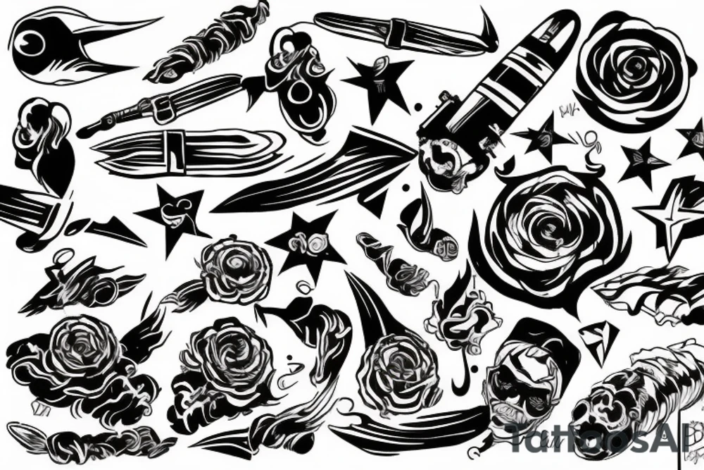 bullet flying, wind trail tattoo idea