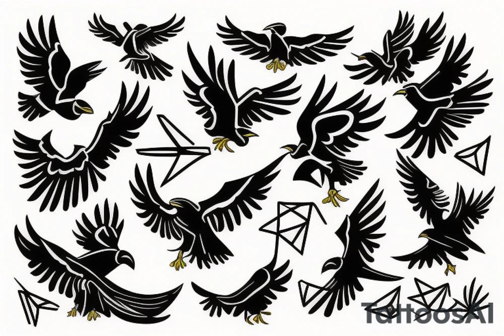 flying crow tattoo idea