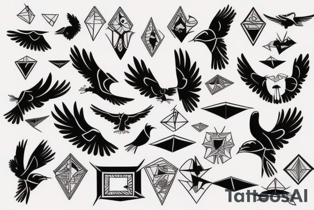 flying crow tattoo idea