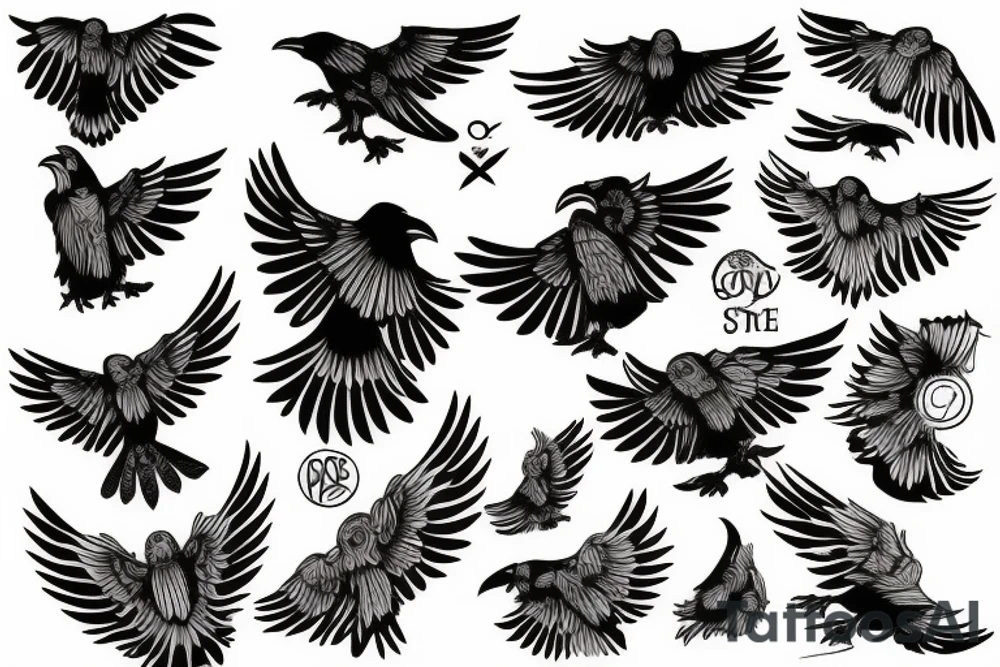 flying crow tattoo idea