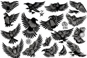 flying crow tattoo idea