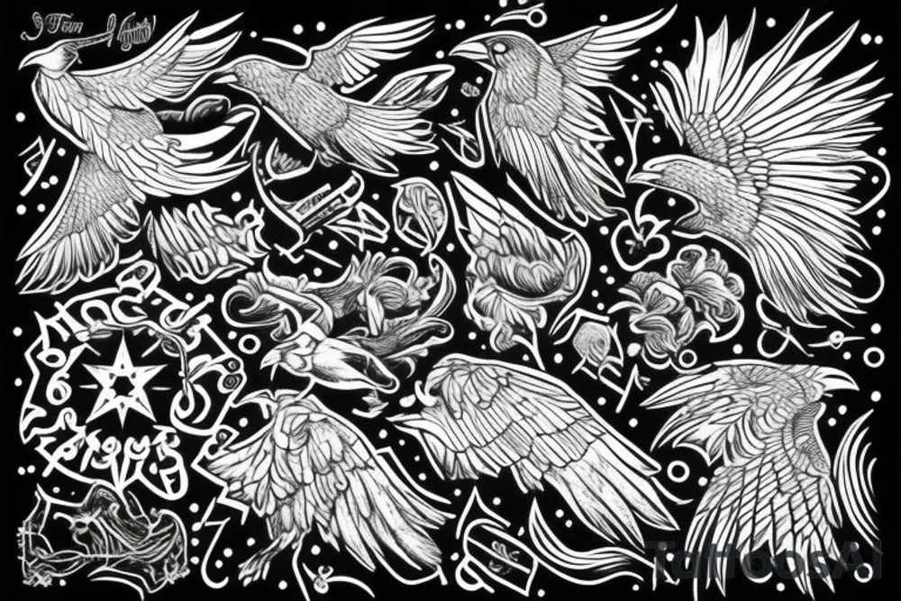 flying crow tattoo idea